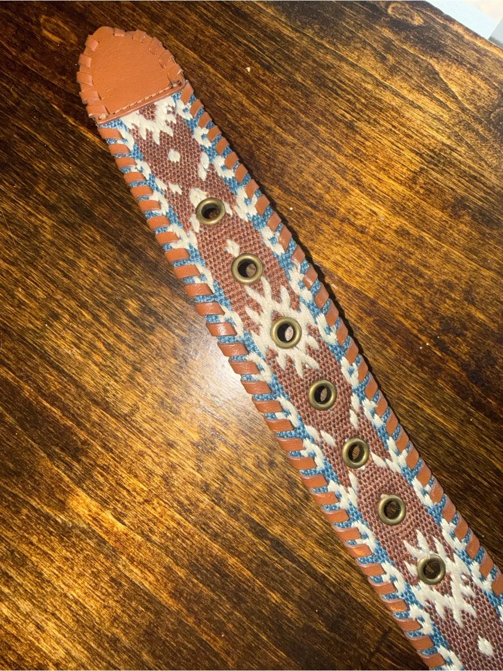 American Eagle Brown Embroidered Whipstitch Belt | Cowgirl | Boho | EUC